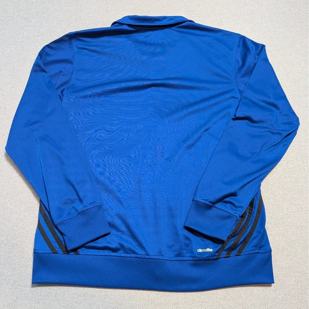 Adidas Climalite Track Jacket Mens L Royal Blue Black 3-Stripe Full Zip Gym